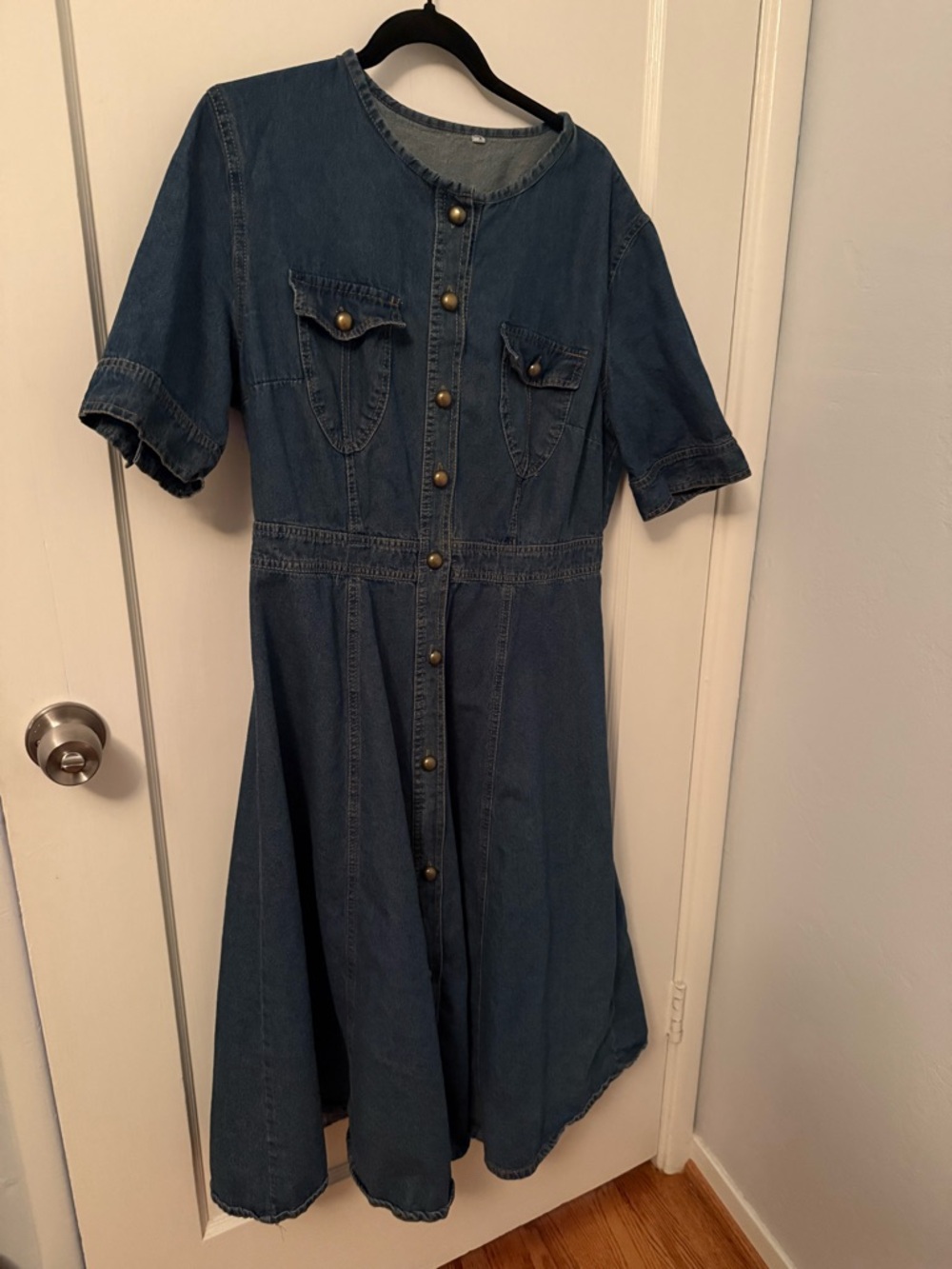 Vintage Y2K Western Blue Denim Womens Dress with Button Front